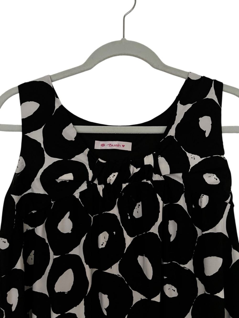 Blush Black & White Sleeveless Circle-Print Women’s Mini Dress - Picture 2 of 4